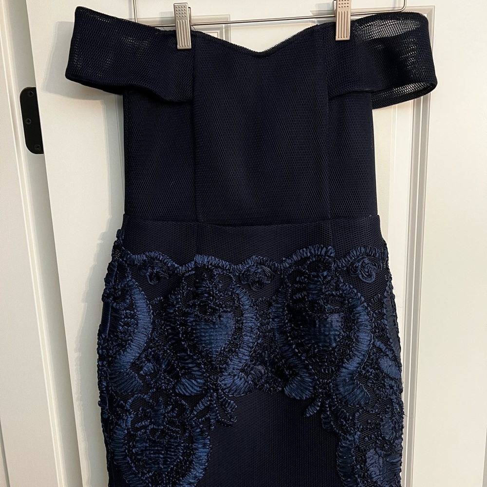 Off the shoulder navy dress